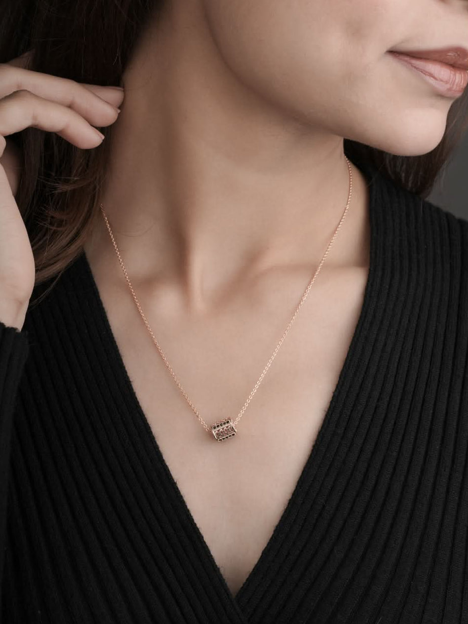 American DIamond Rose Gold Fancy Chain Pendant - Chain Pendant - Belleza Jewels