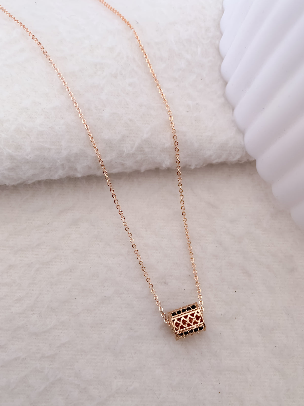 American DIamond Rose Gold Fancy Chain Pendant - Chain Pendant - Belleza Jewels
