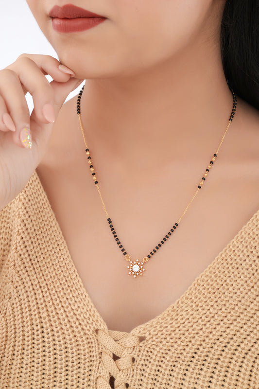 Buy 1 Get 1 Free - American Diamond Gold Plated Delicate Fancy chain Mangalsutra