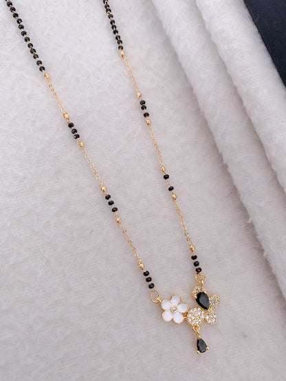 Buy 1 Get 1 Free - American Diamond Buttarfly Shape Gold Plated Fancy chain Mangalsutra