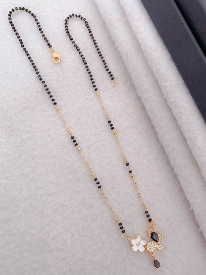 Buy 1 Get 1 Free - American Diamond Buttarfly Shape Gold Plated Fancy chain Mangalsutra