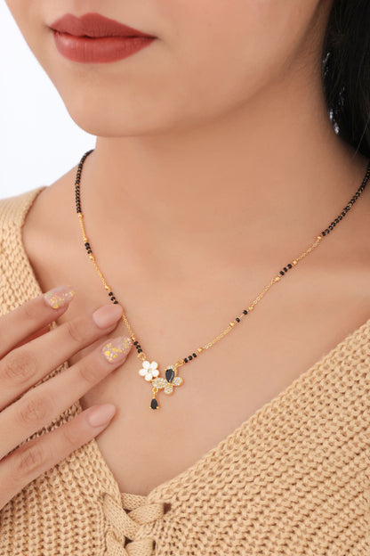 Buy 1 Get 1 Free - American Diamond Buttarfly Shape Gold Plated Fancy chain Mangalsutra