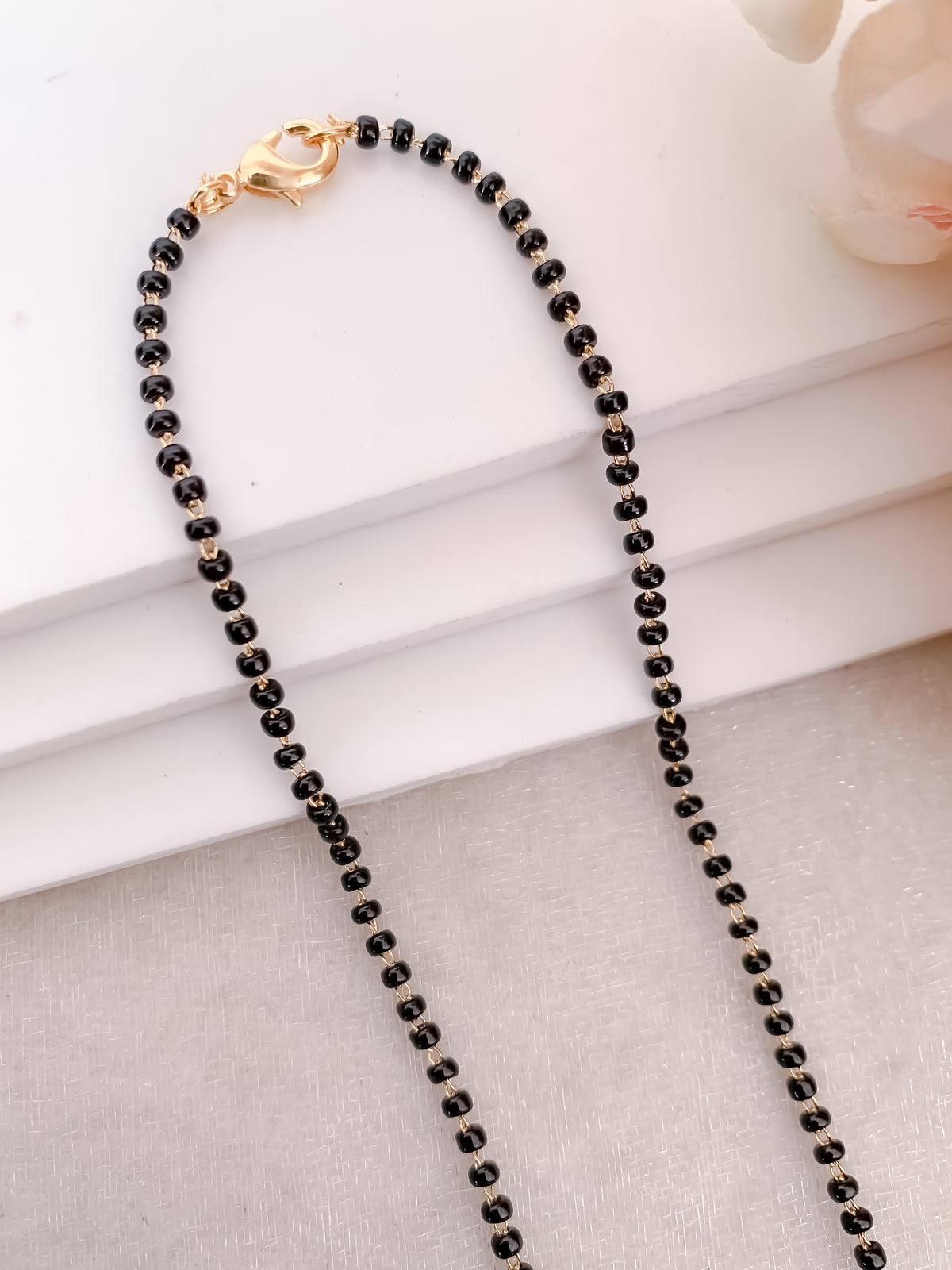 Buy 1 Get 1 Free - Floral CZ Circle Pendant Mangalsutra with Black Beads - Mangalsutra - Belleza Jewels