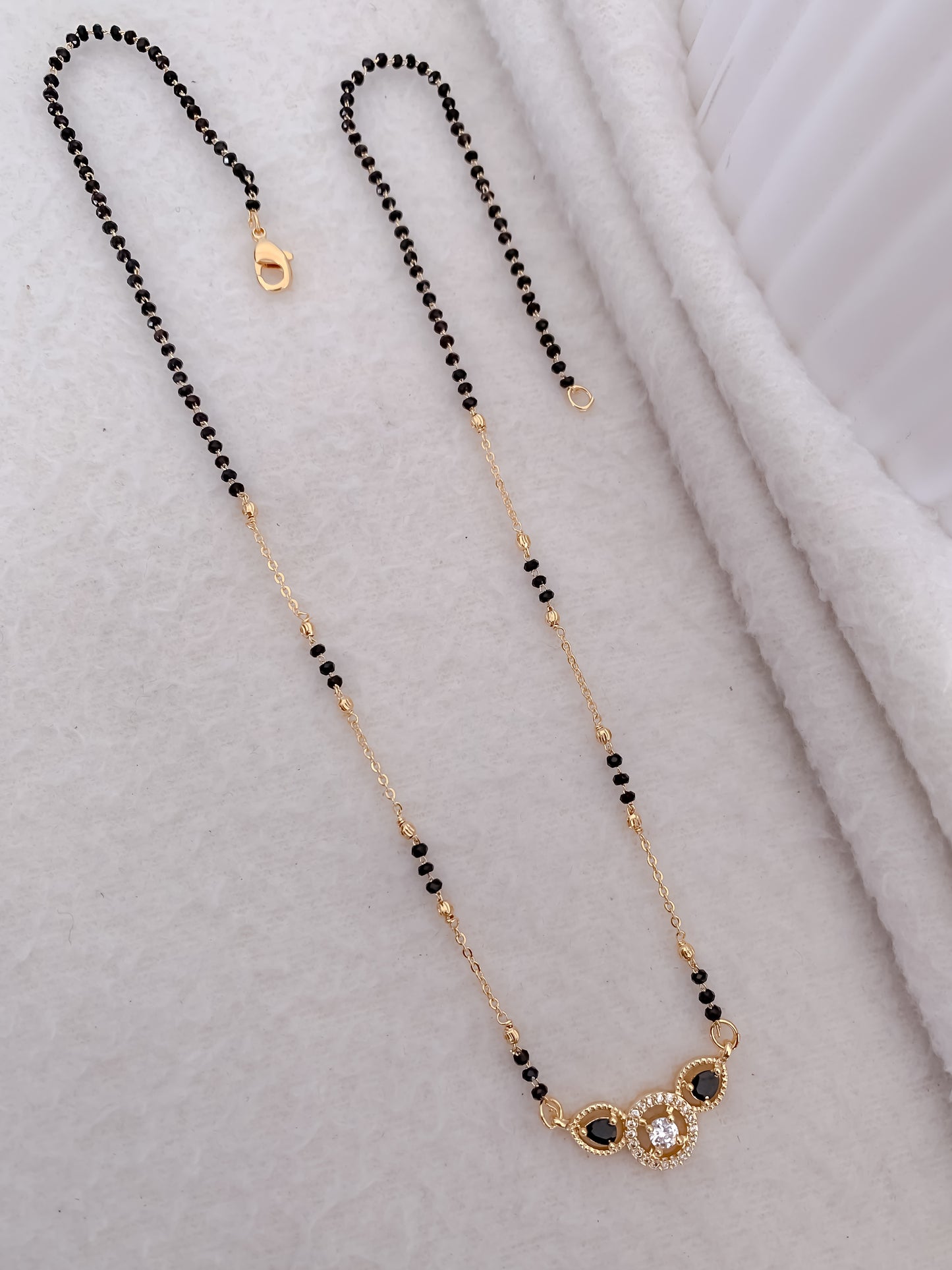 Buy 1 Get 1 Free - American Diamond Gold Plated Delicate Fancy chain Mangalsutra