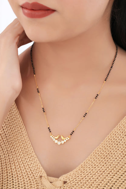 Buy 1 Get 1 Free - American Diamond Gold Plated Delicate Fancy chain Mangalsutra