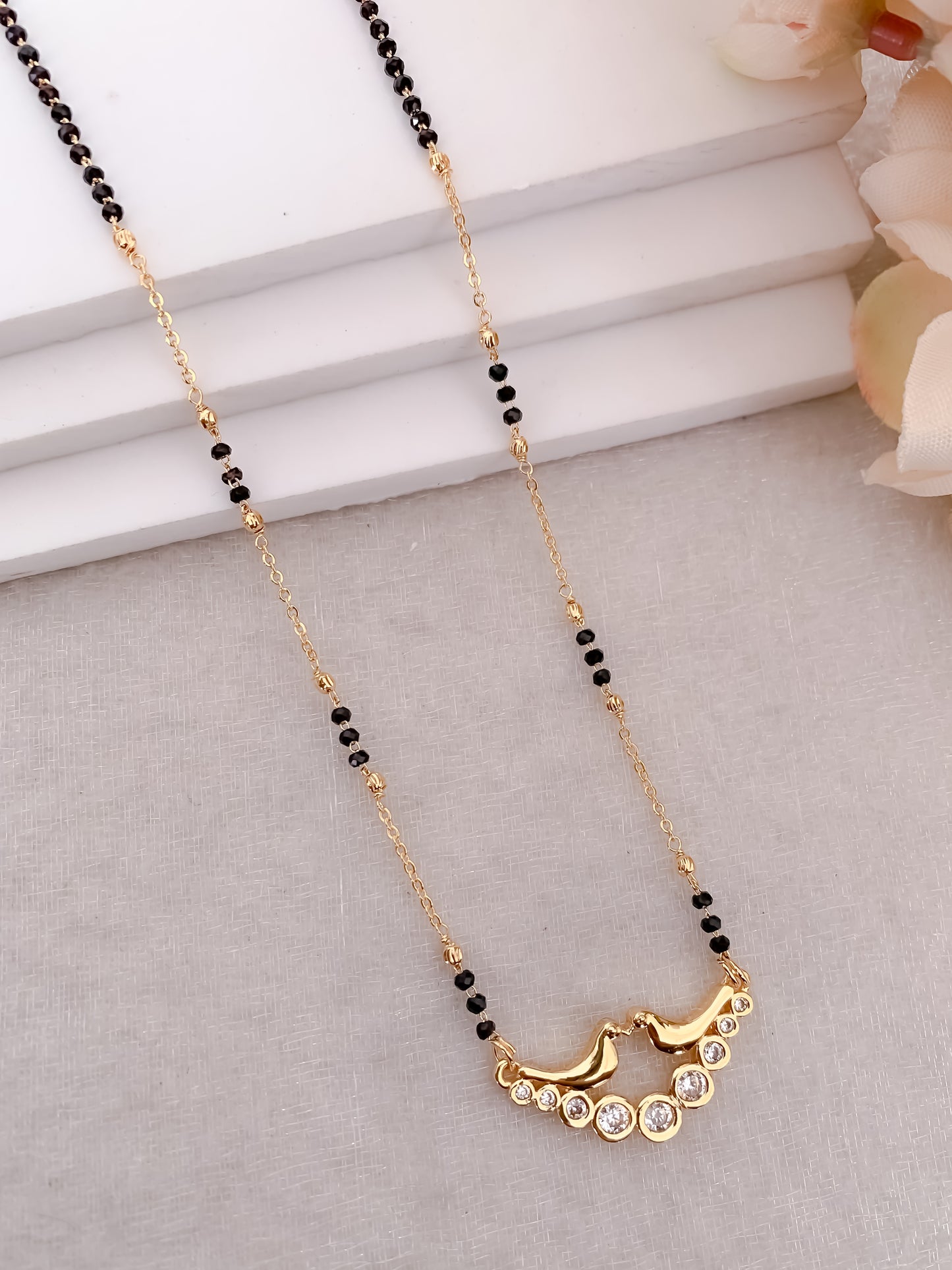 Buy 1 Get 1 Free - American Diamond Gold Plated Delicate Fancy chain Mangalsutra