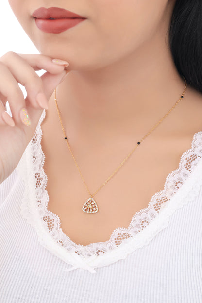 Buy 1 Get 1 Free - American Diamond Triangle Shape Gold Plated Delicate Fancy Mangalsutra