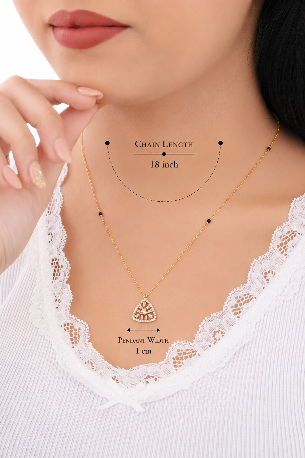 Crystal Triangle Charm Mangalsutra
