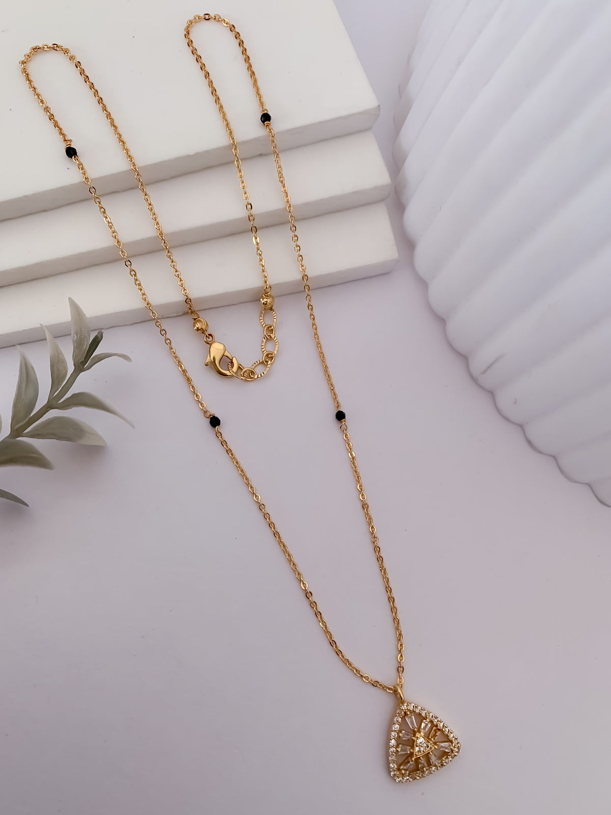 Buy 1 Get 1 Free - Crystal Triangle Charm Mangalsutra - Mangalsutra - Belleza Jewels