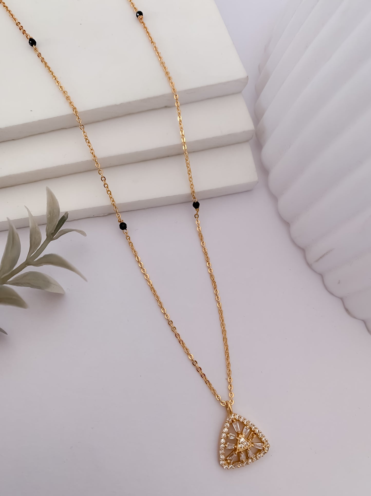 Buy 1 Get 1 Free - Crystal Triangle Charm Mangalsutra