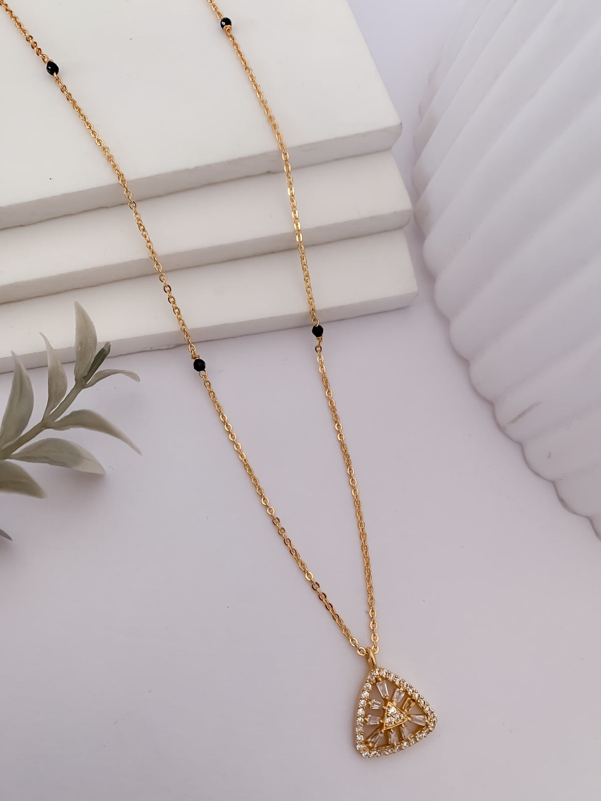 Buy 1 Get 1 Free - Crystal Triangle Charm Mangalsutra - Mangalsutra - Belleza Jewels