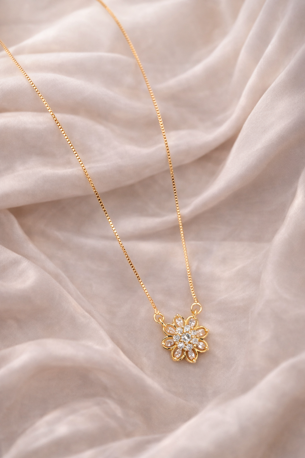 American Diamond Fancy High Gold Chain Pendant - Chain Pendant - Belleza Jewels