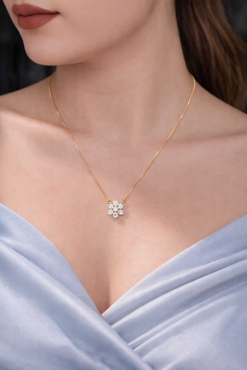 Fancy High Gold Plated Flower Shape Chain Pendant - Chain Pendal - Belleza Jewels