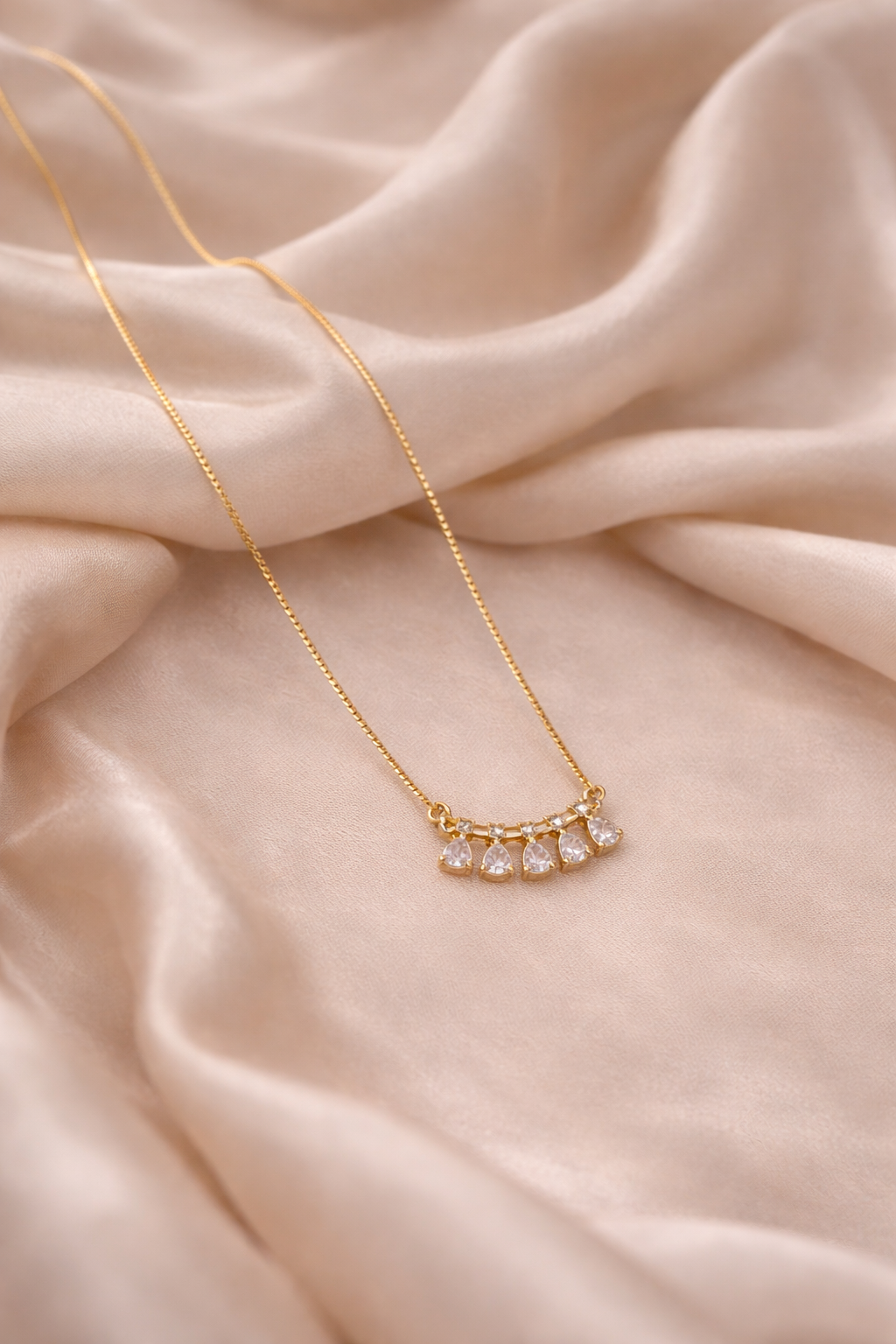 American Diamond Gold Plated Fancy Hanging Chain Pendent - Chain Pendant - Belleza Jewels