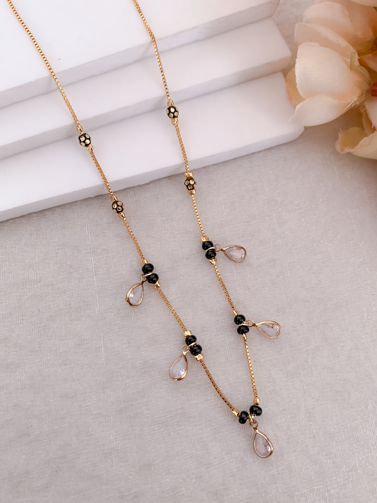 Buy 1 Get 1 Free - Crystal Drop Minimal Mangalsutra Necklace - Mangalsutra - Belleza Jewels