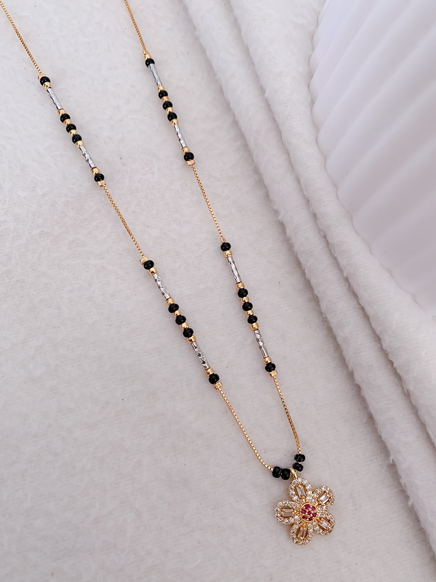 Buy 1 Get 1 Free - American Diamond Gold Plated Fancy Chain Delicate Mangalsutra