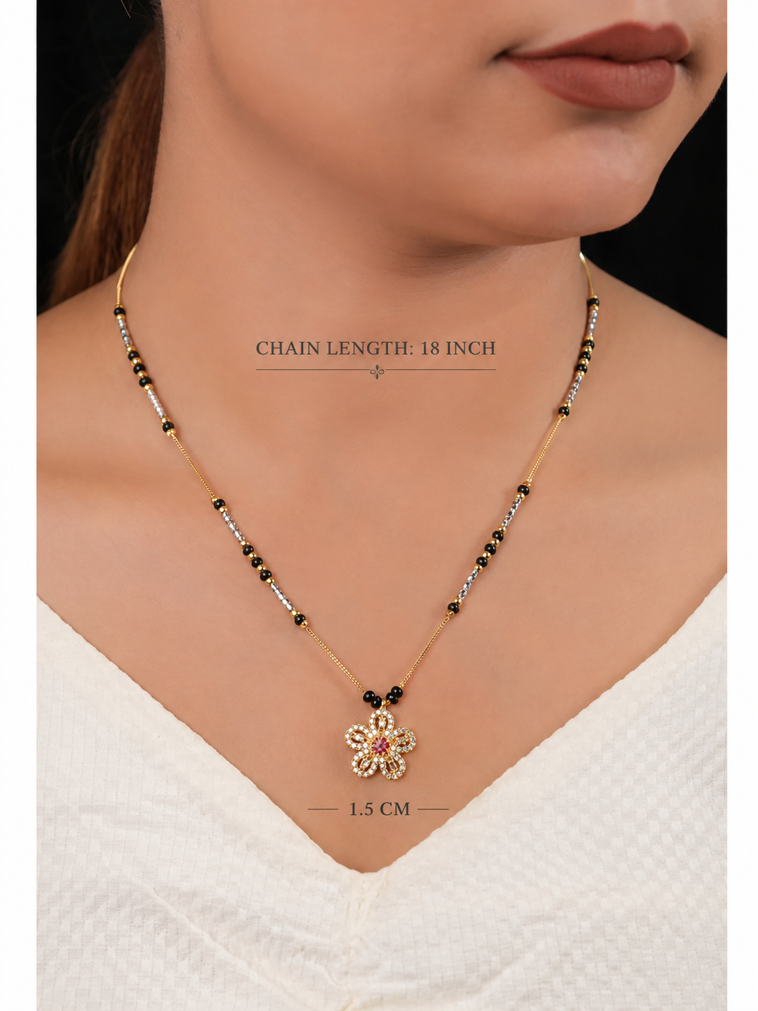 American Diamond Gold Plated Fancy Chain Delicate Mangalsutra