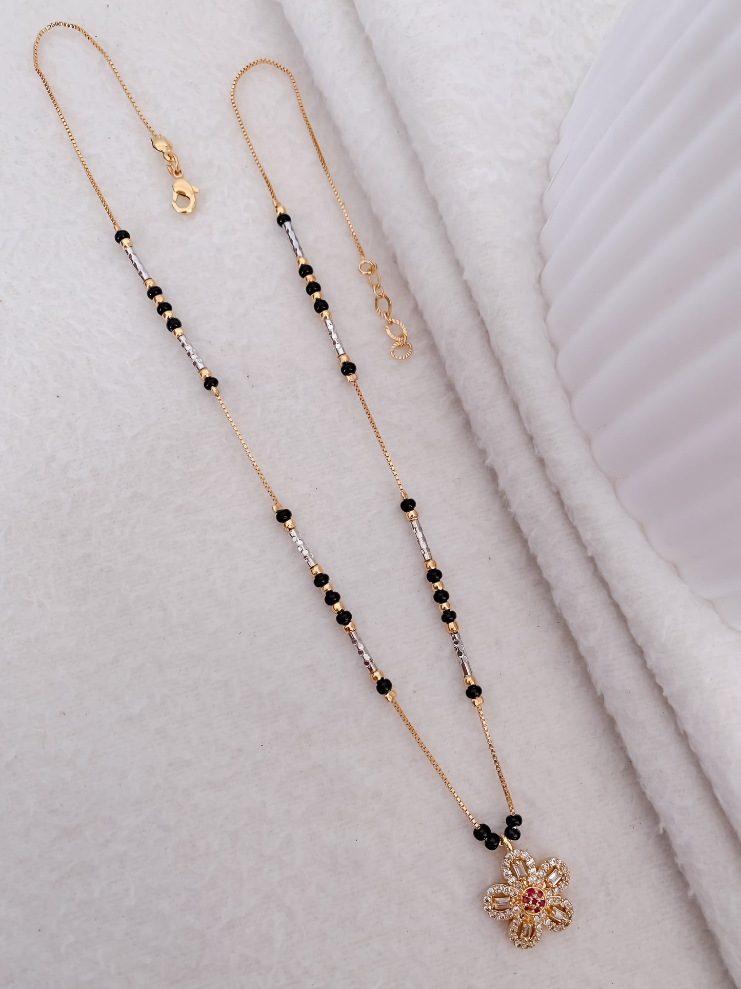 Buy 1 Get 1 Free - American Diamond Gold Plated Fancy Chain Delicate Mangalsutra