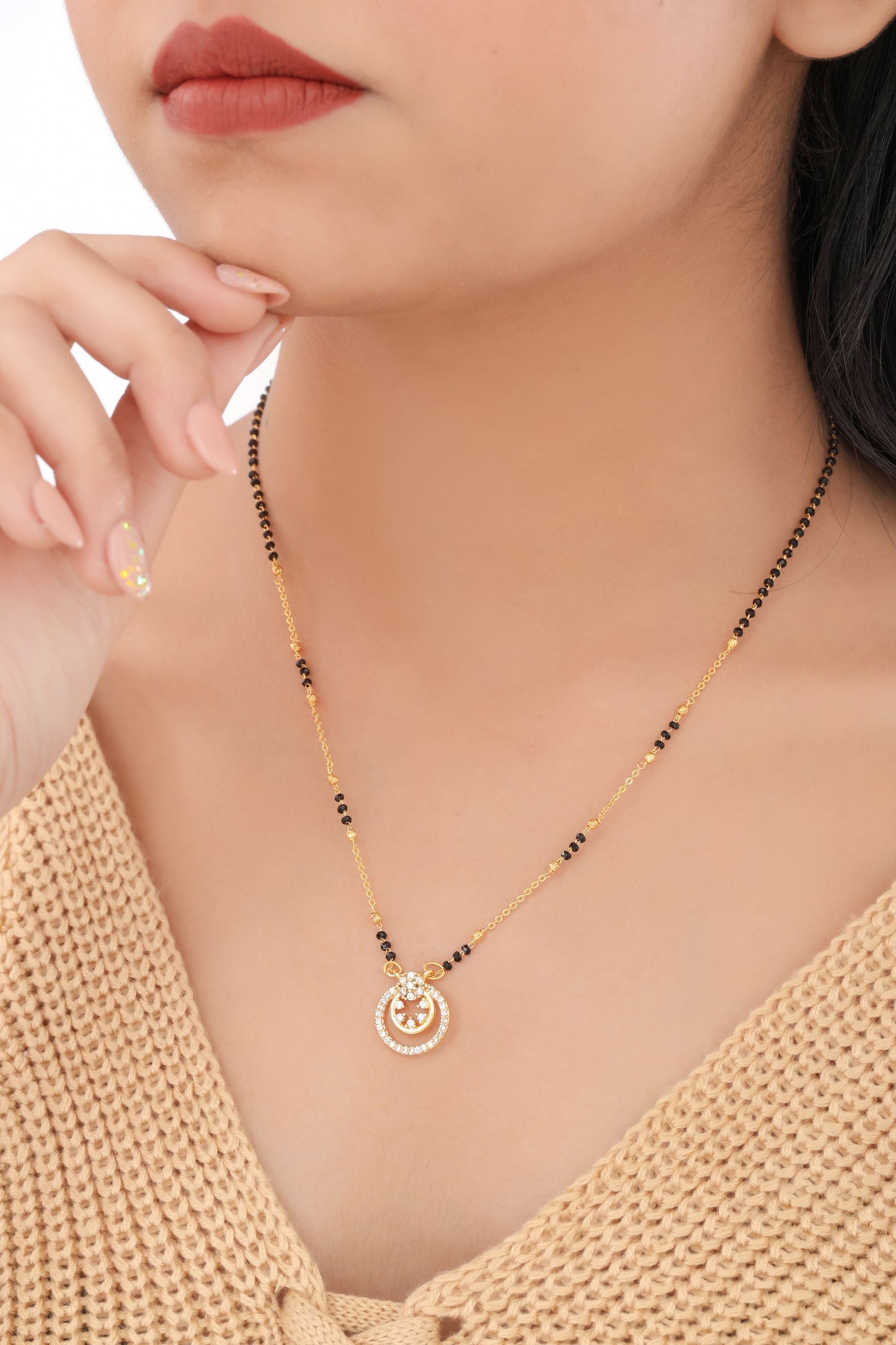 Buy 1 Get 1 Free - American Diamond High Gold Plated Fancy Delicate Mangalsutra