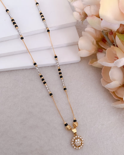 Buy 1 Get 1 Free - American Diamond Round Shape Gold Plated Fancy Mangalsutra