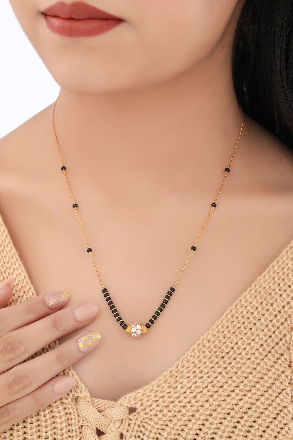 Buy 1 Get 1 Free - Crystal Bead Solitaire Mangalsutra - Mangalsutra - Belleza Jewels