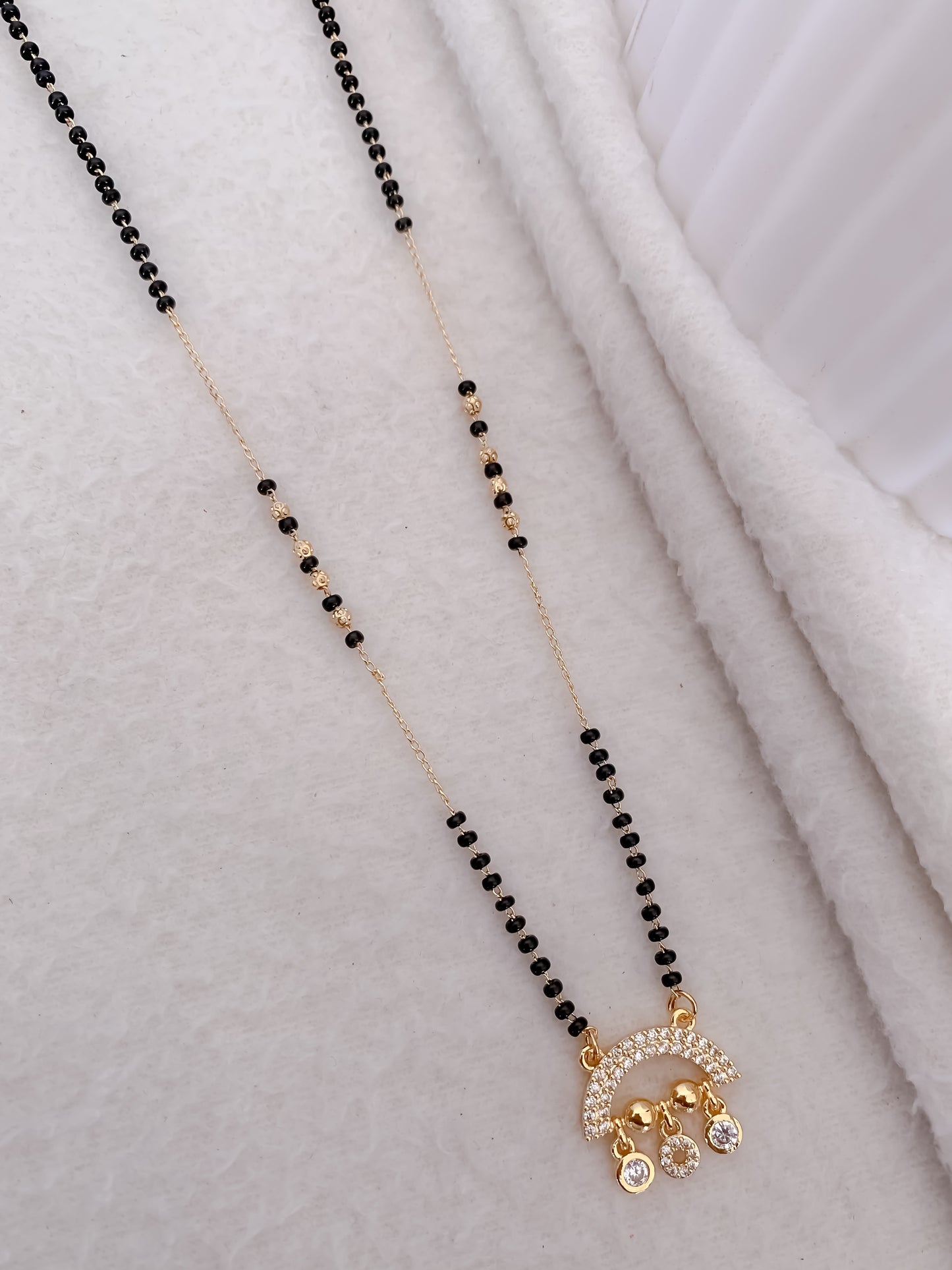Buy 1 Get 1 Free - American Diamond High Gold Plated Hanging Delicate Mangalsutra