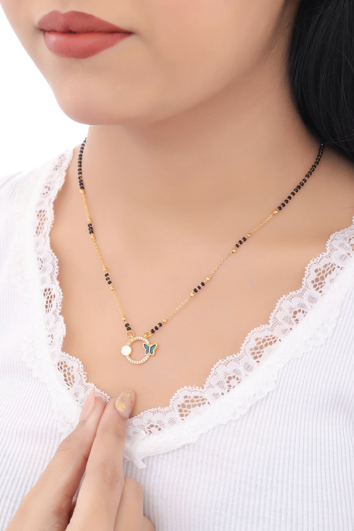 Buy 1 Get 1 Free - American Diamond High Gold Plated Fancy Delicate Mangalsutra - Mangalsutra - Belleza Jewels