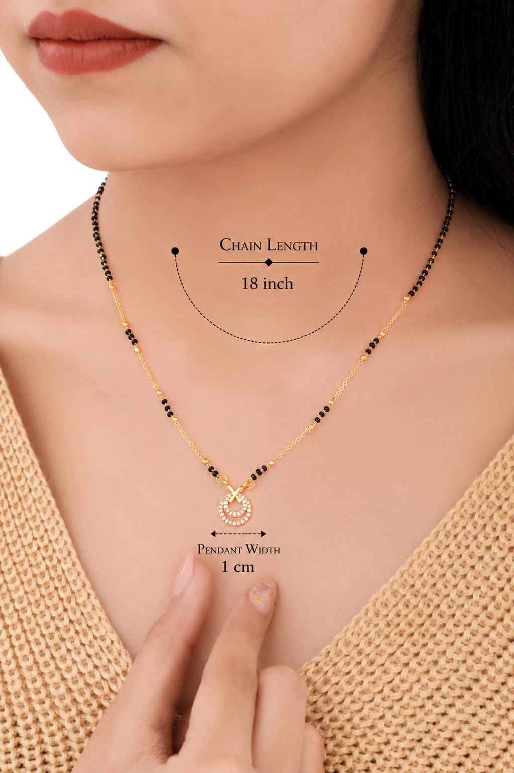 Buy 1 Get 1 Free - American Diamond High Gold Fancy Round Delicate Mangalsutra