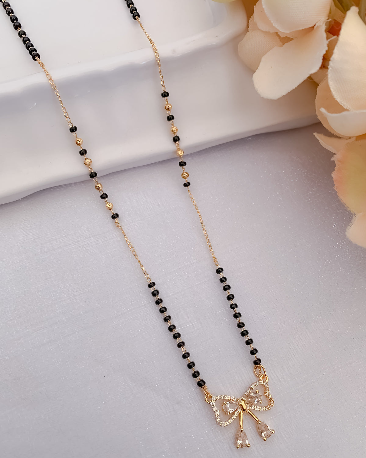 Buy 1 Get 1 Free - Sparkling Bow Charm Mangalsutra - Mangalsutra - Belleza Jewels