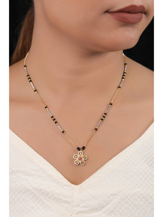 BUY 1 GET 1 FREE- American Diamond Gold Plated Fancy Chain Delicate Mangalsutra