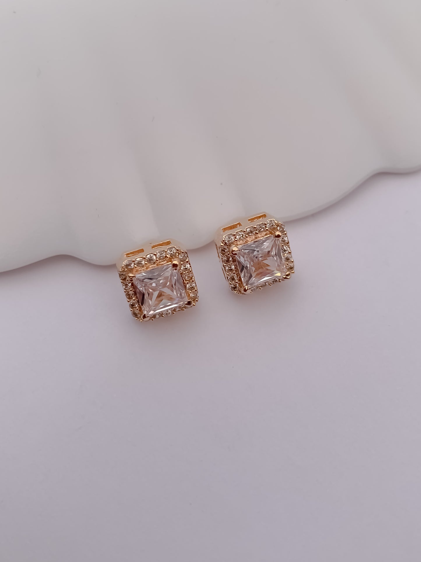 Square Solitaire Rose Gold Pendant Necklace