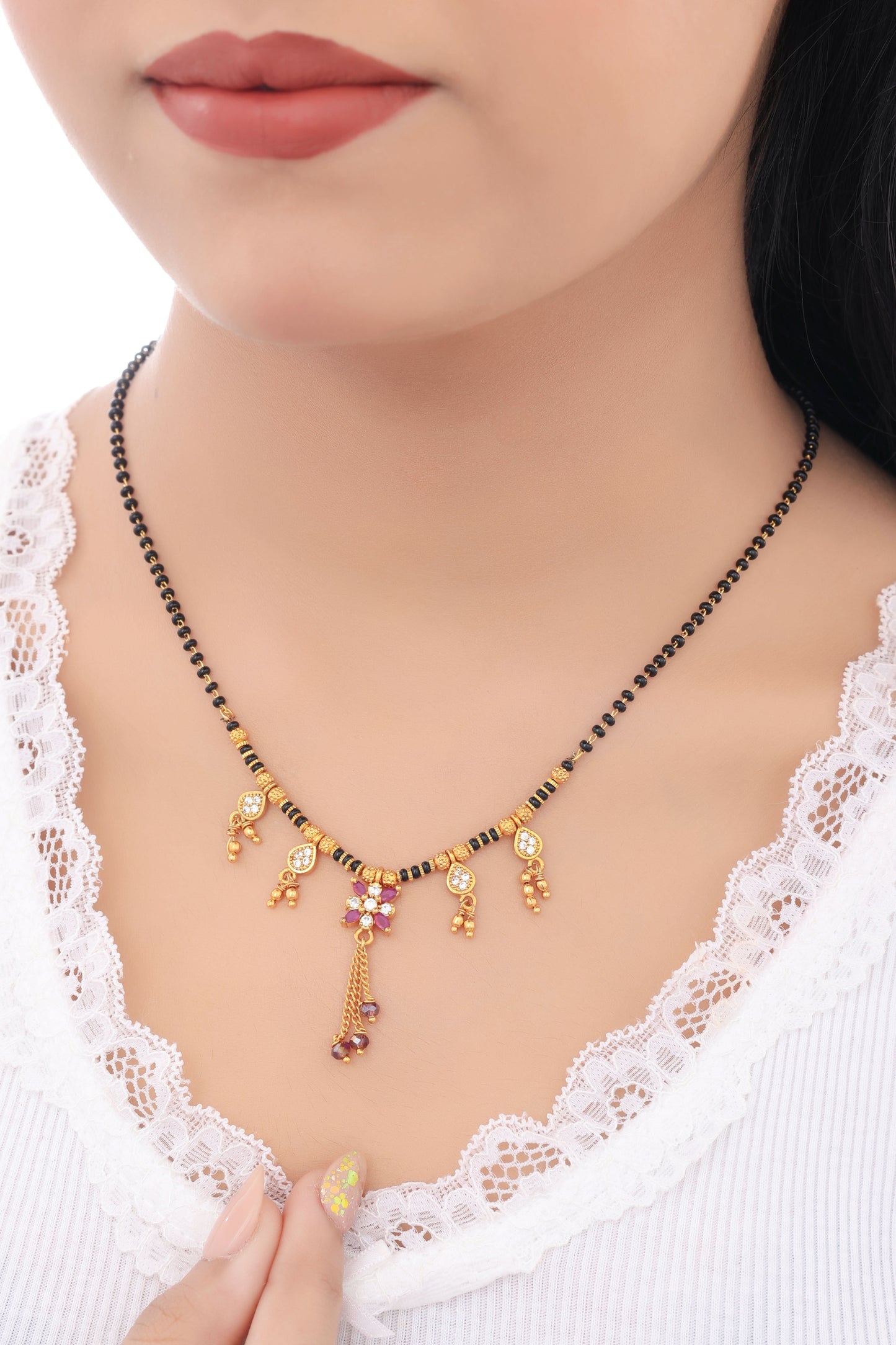 Buy 1 Get 1 Free - American Diamond High Gold Plated Hanging Delicate Mangalsutra