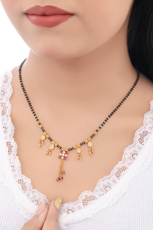 BUY 1 GET 1 FREE- American Diamond High Gold Plated Hanging Delicate Mangalsutra