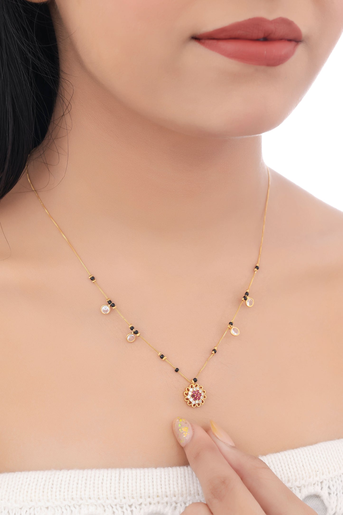 Buy 1 Get 1 Free - American Diamond Gold Plated Fancy Delicate Mangalsutra