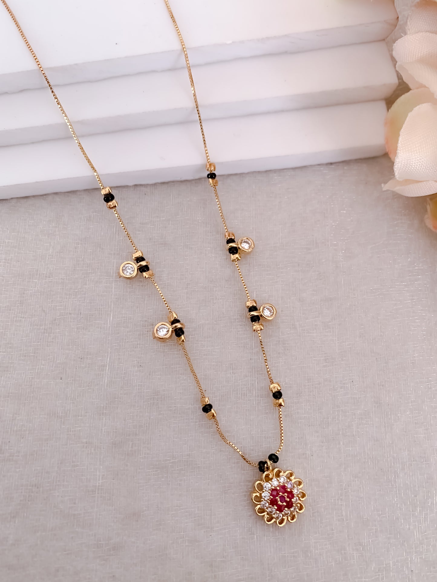 Buy 1 Get 1 Free - American Diamond Gold Plated Fancy Delicate Mangalsutra
