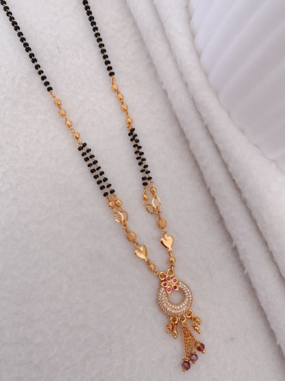 Buy 1 Get 1 Free - American Diamond High Gold Round Fancy Delicate Mangalsutra