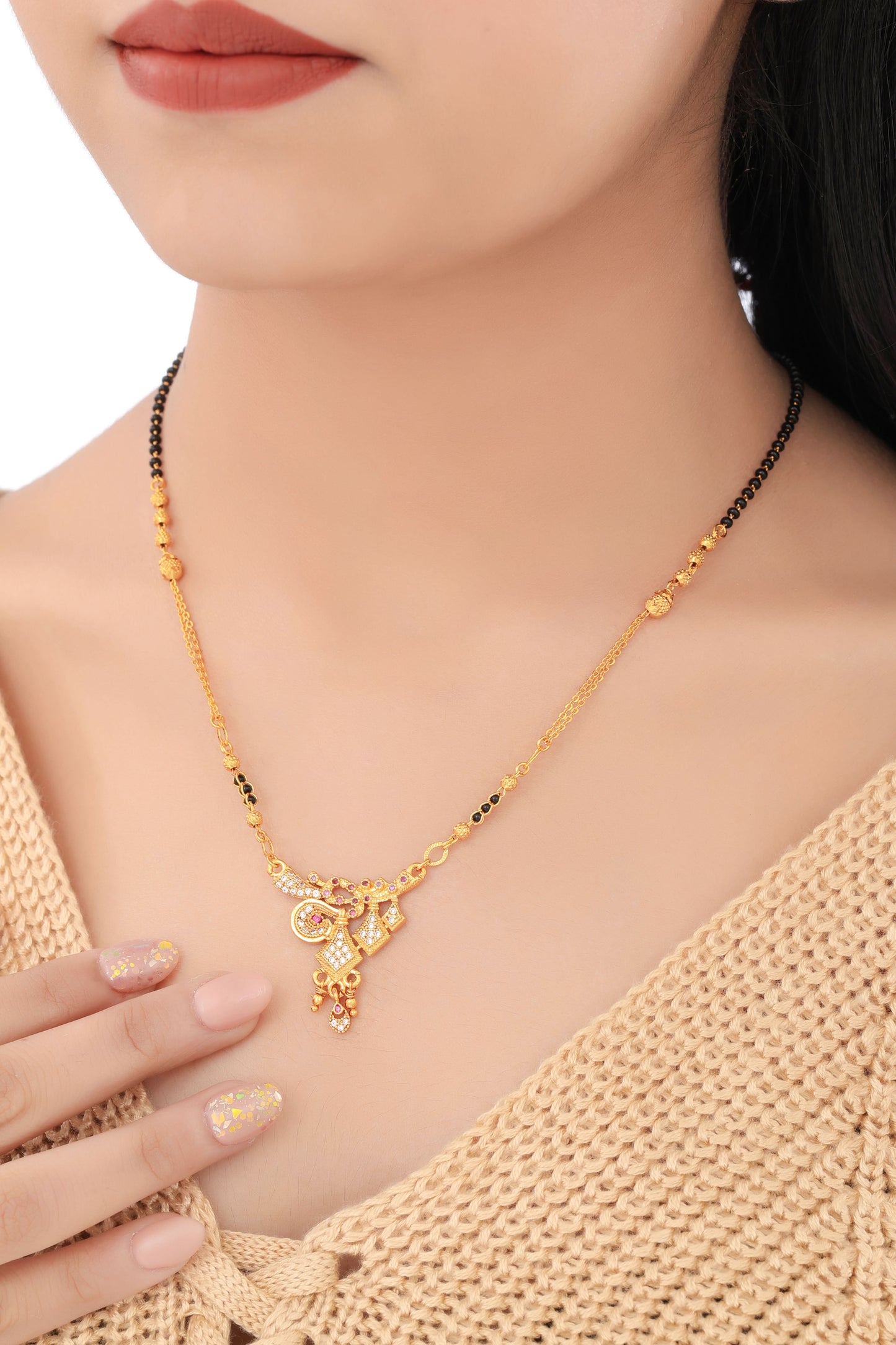 Buy 1 Get 1 Free - American Diamond Gold Plated Fancy Delicate Mangalsutra