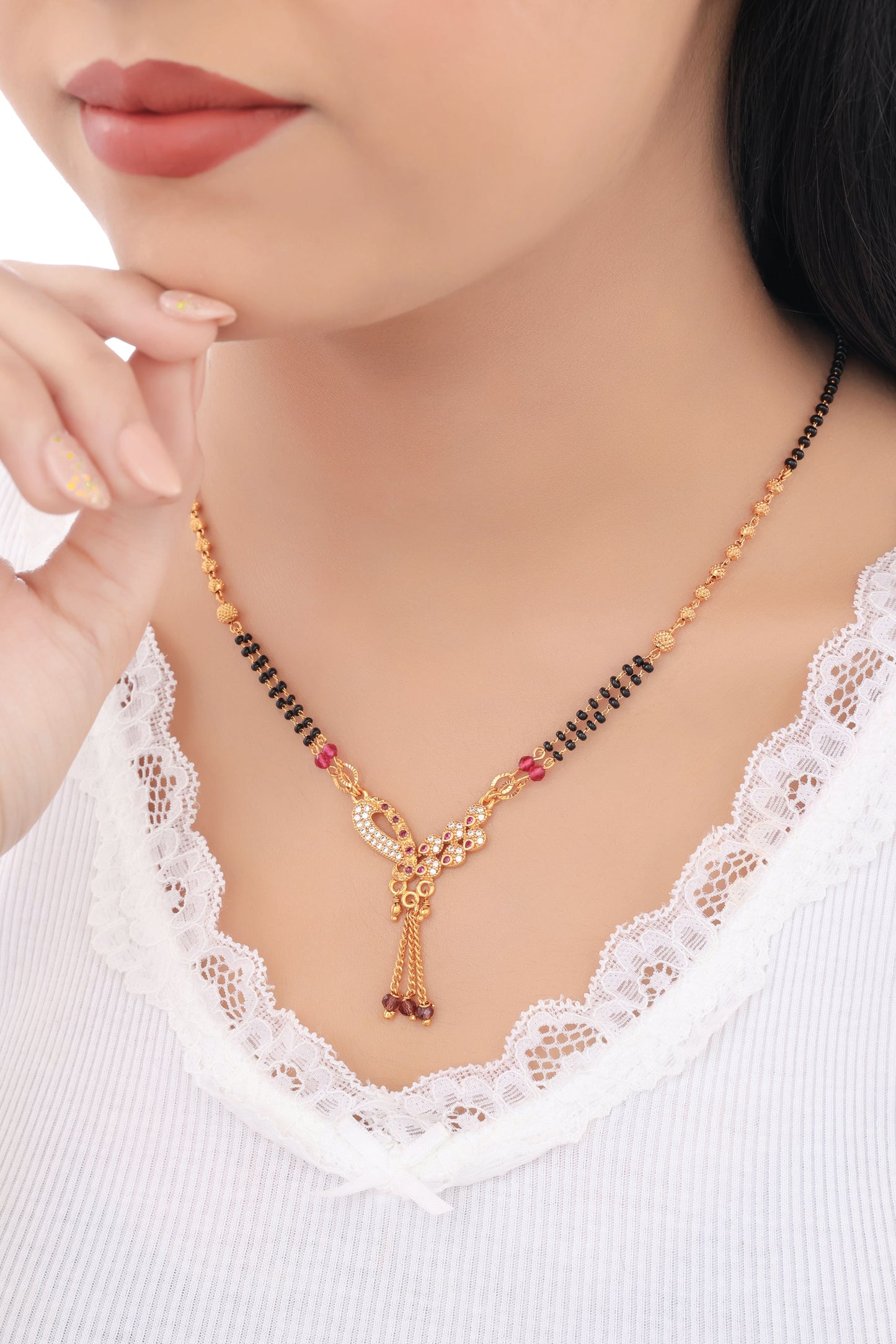 Buy 1 Get 1 Free - American Diamond High Gold Plated Fancy Delicate Mangalsutra