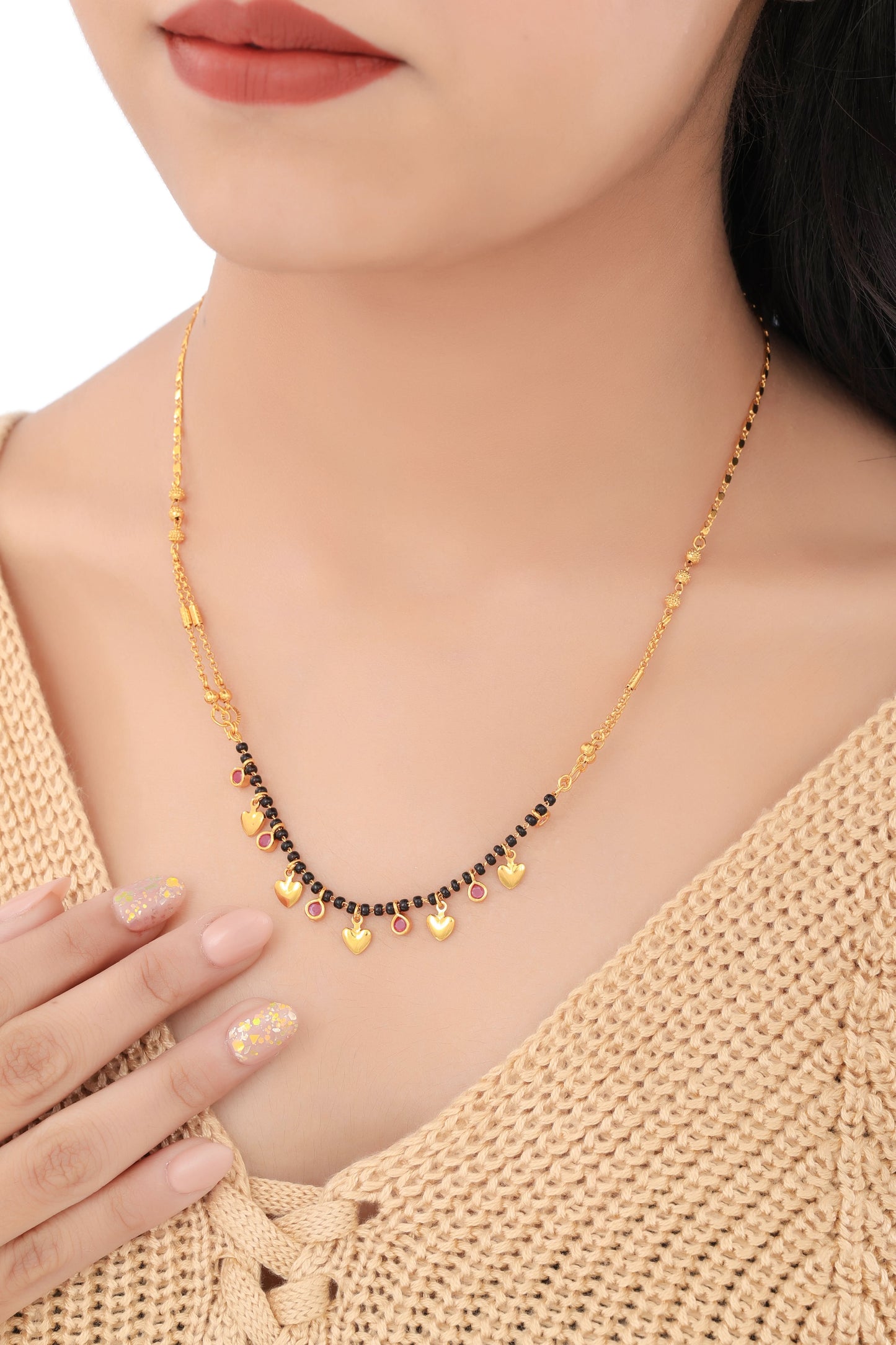 Buy 1 Get 1 Free - American Diamond High Gold Plated Fancy Chain Mangalsutra