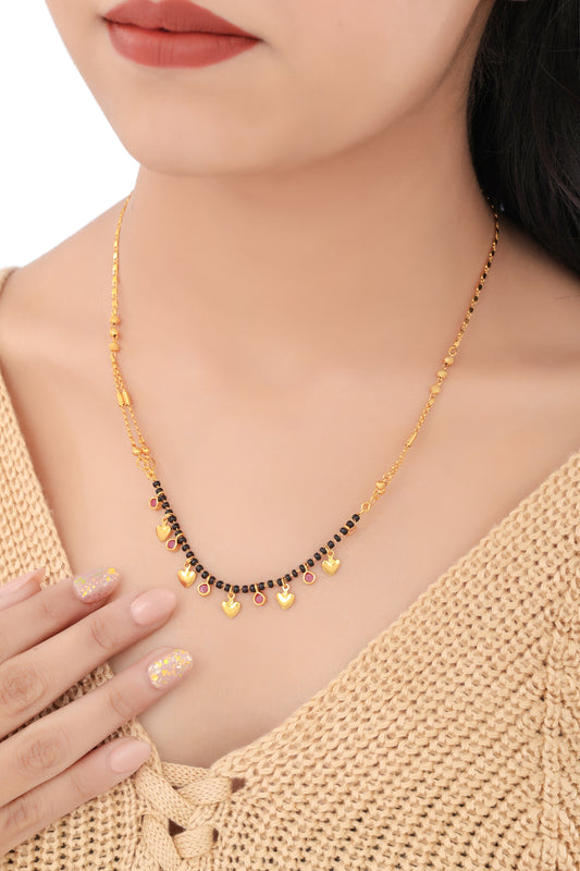 BUY 1 GET 1 FREE- American Diamond High Gold Plated Fancy Chain Mangalsutra