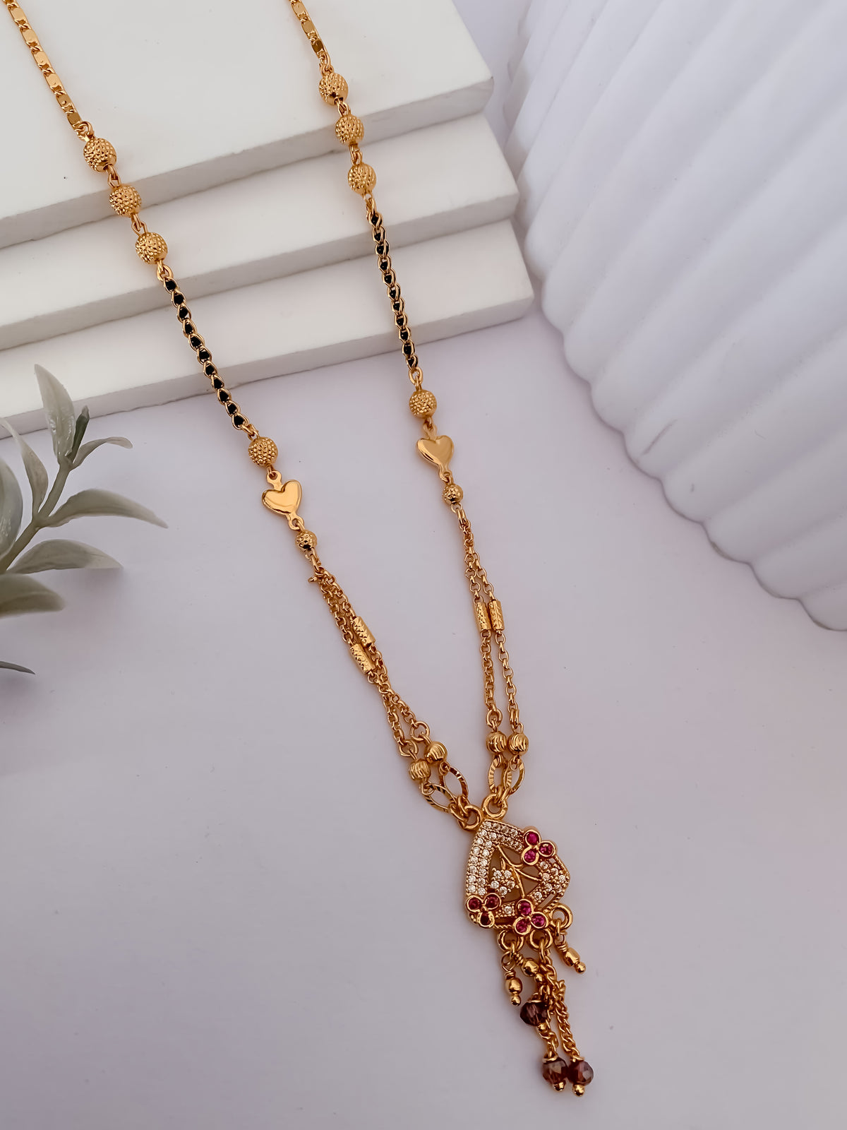 Buy 1 Get 1 Free - Royal Ruby Charm Mangalsutra - Mangalsutra - Belleza Jewels
