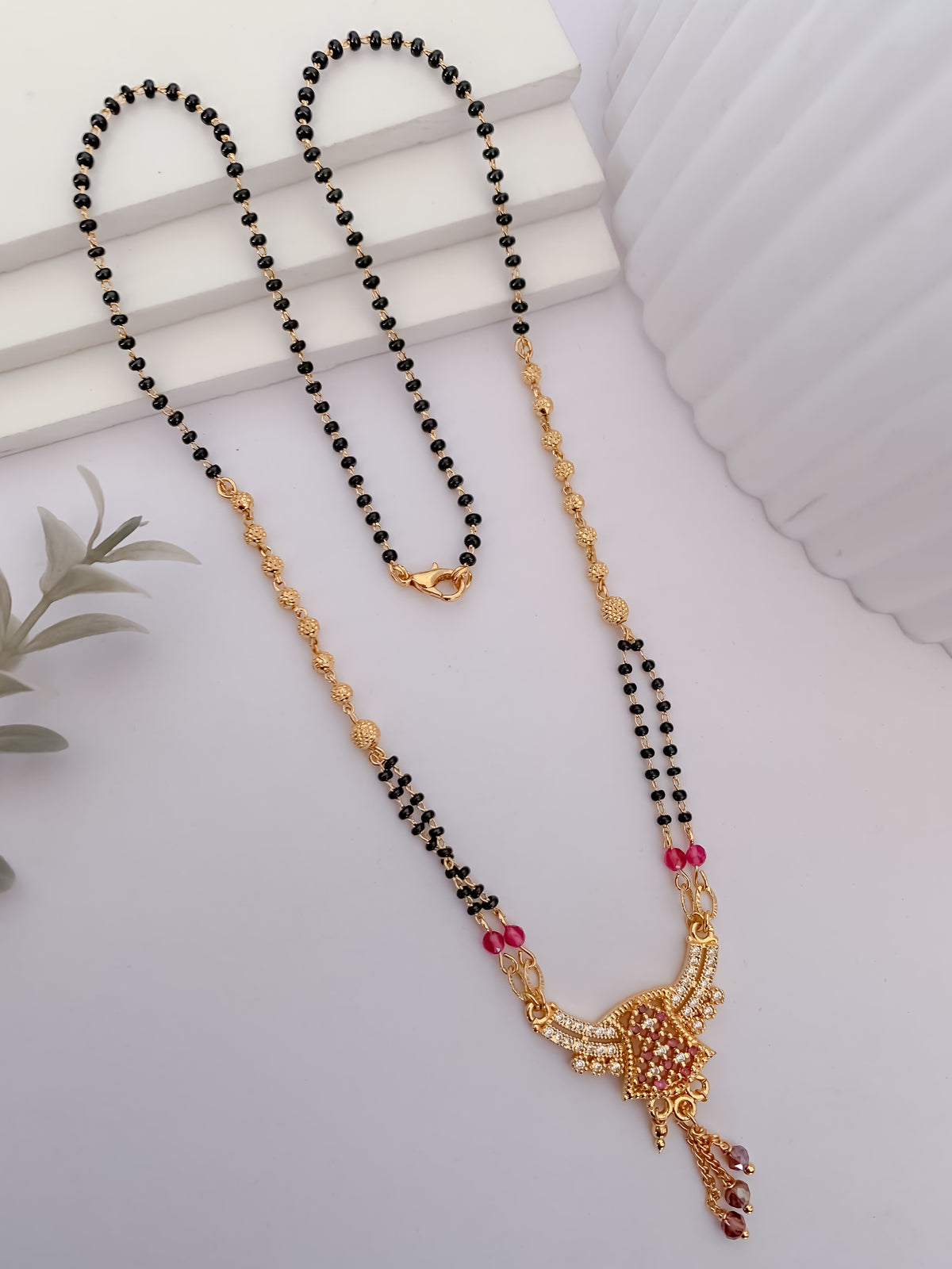 Buy 1 Get 1 Free - Ruby Wing Motif Designer Mangalsutra - Mangalsutra - Belleza Jewels