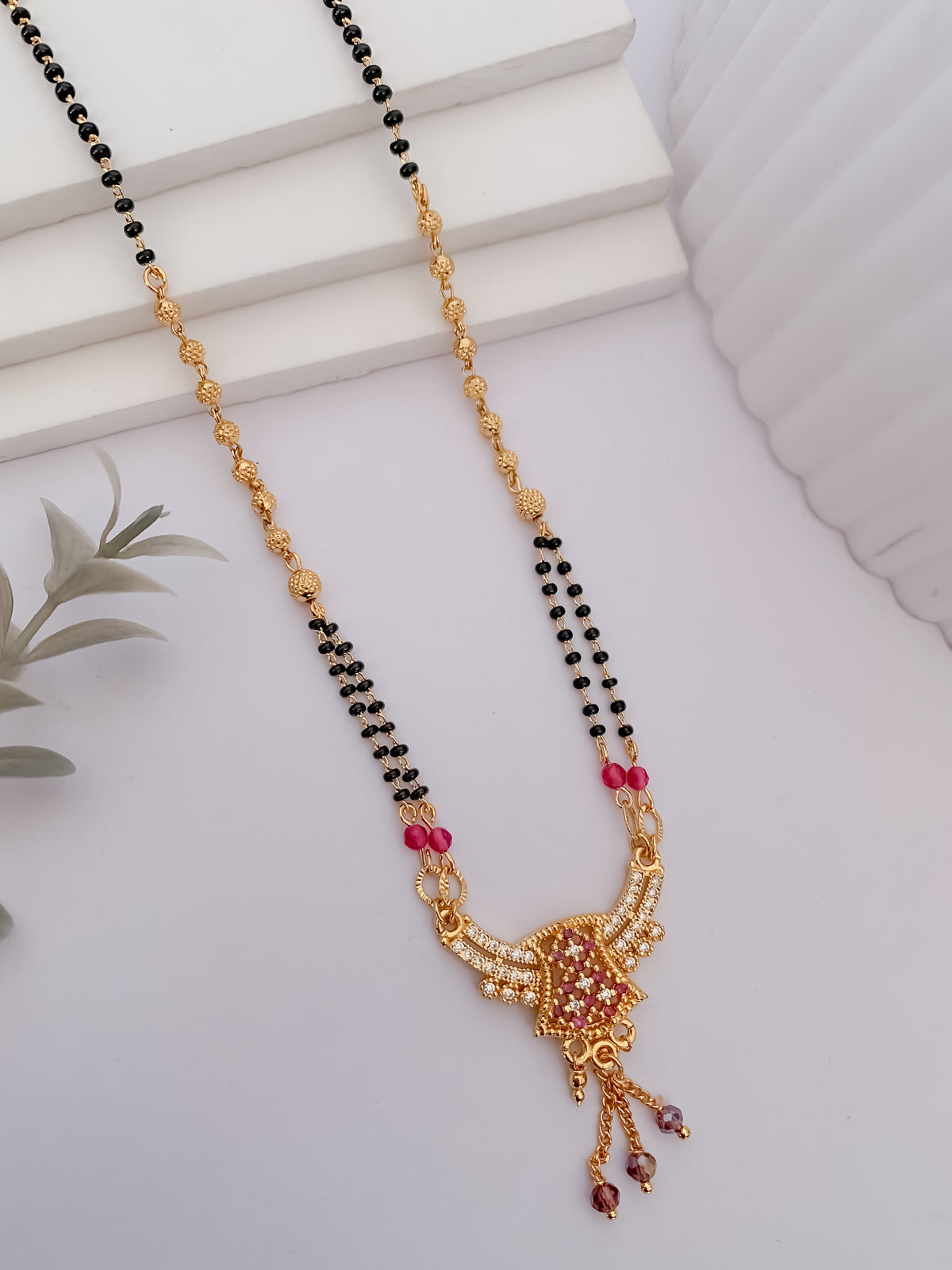 Buy 1 Get 1 Free - Ruby Wing Motif Designer Mangalsutra - Mangalsutra - Belleza Jewels