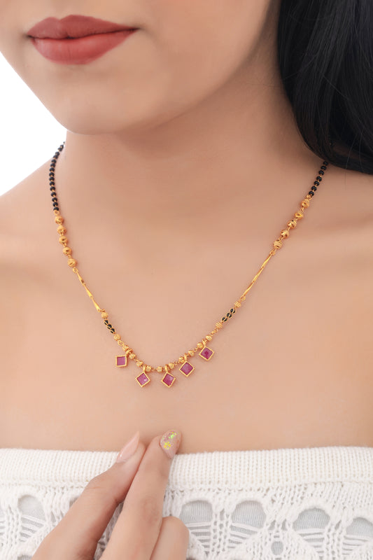 BUY 1 GET 1 FREE- American Diamond Gold Plated Hanging Fancy Mangalsutra