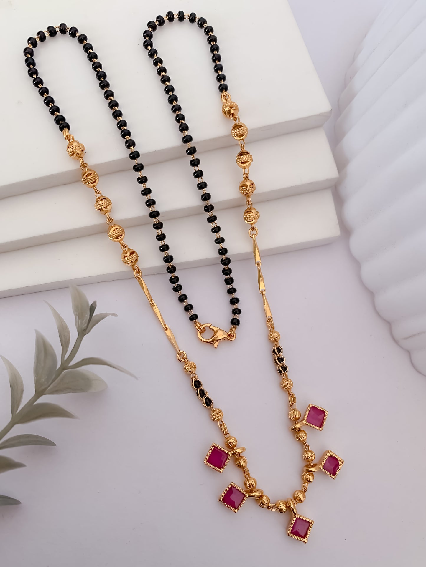 Buy 1 Get 1 Free - Ruby Square Drop Designer Mangalsutra