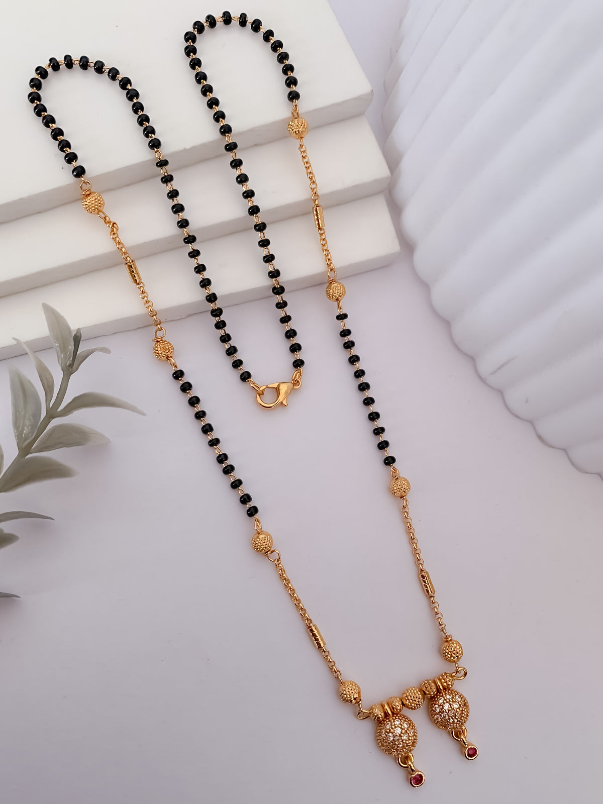 Buy 1 Get 1 Free - Gold Finish Dual Drop CZ Mangalsutra - Mangalsutra - Belleza Jewels
