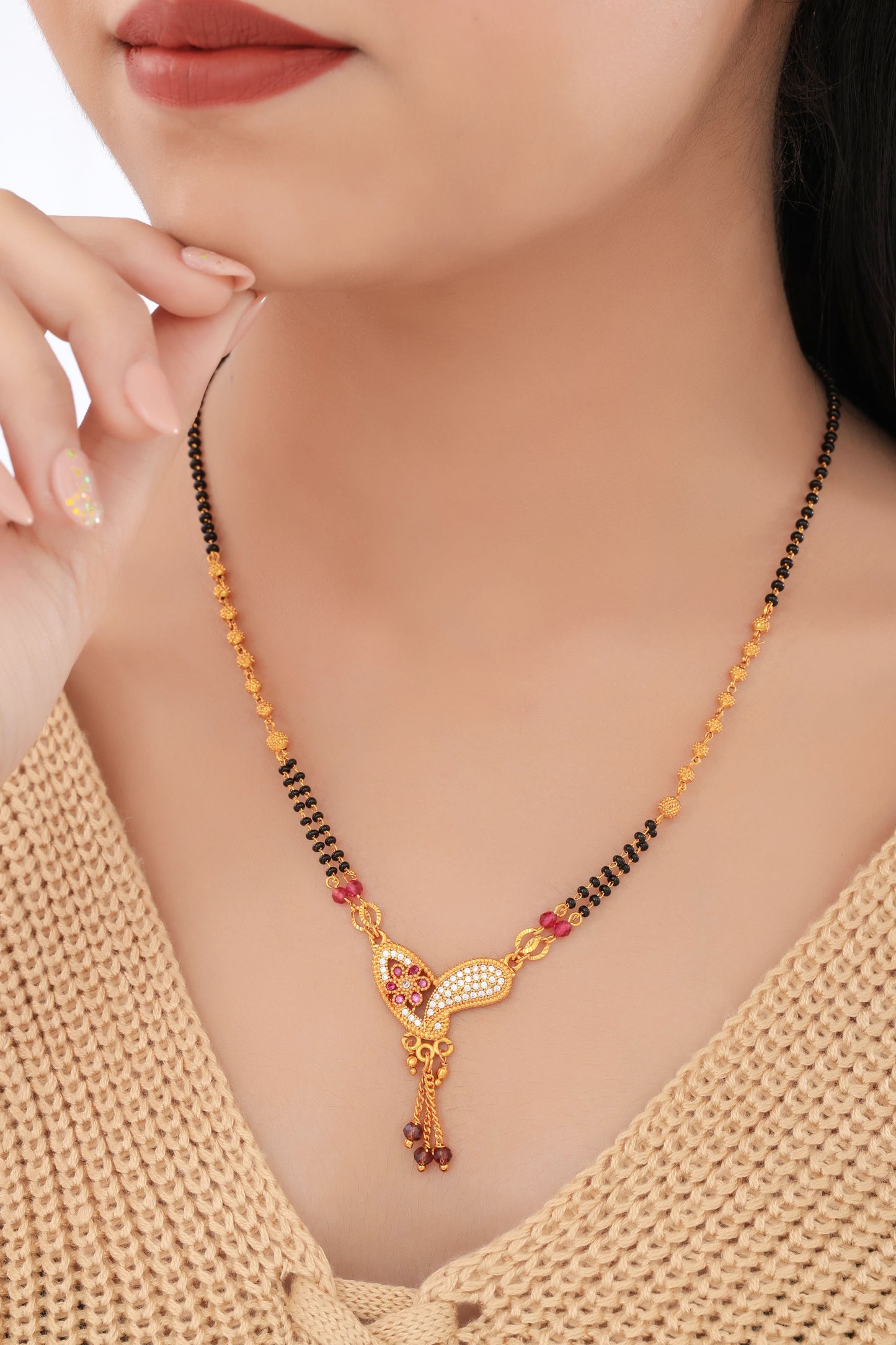 Buy 1 Get 1 Free - American Diamond Gold Plated Fancy Delicate Mangalsutra