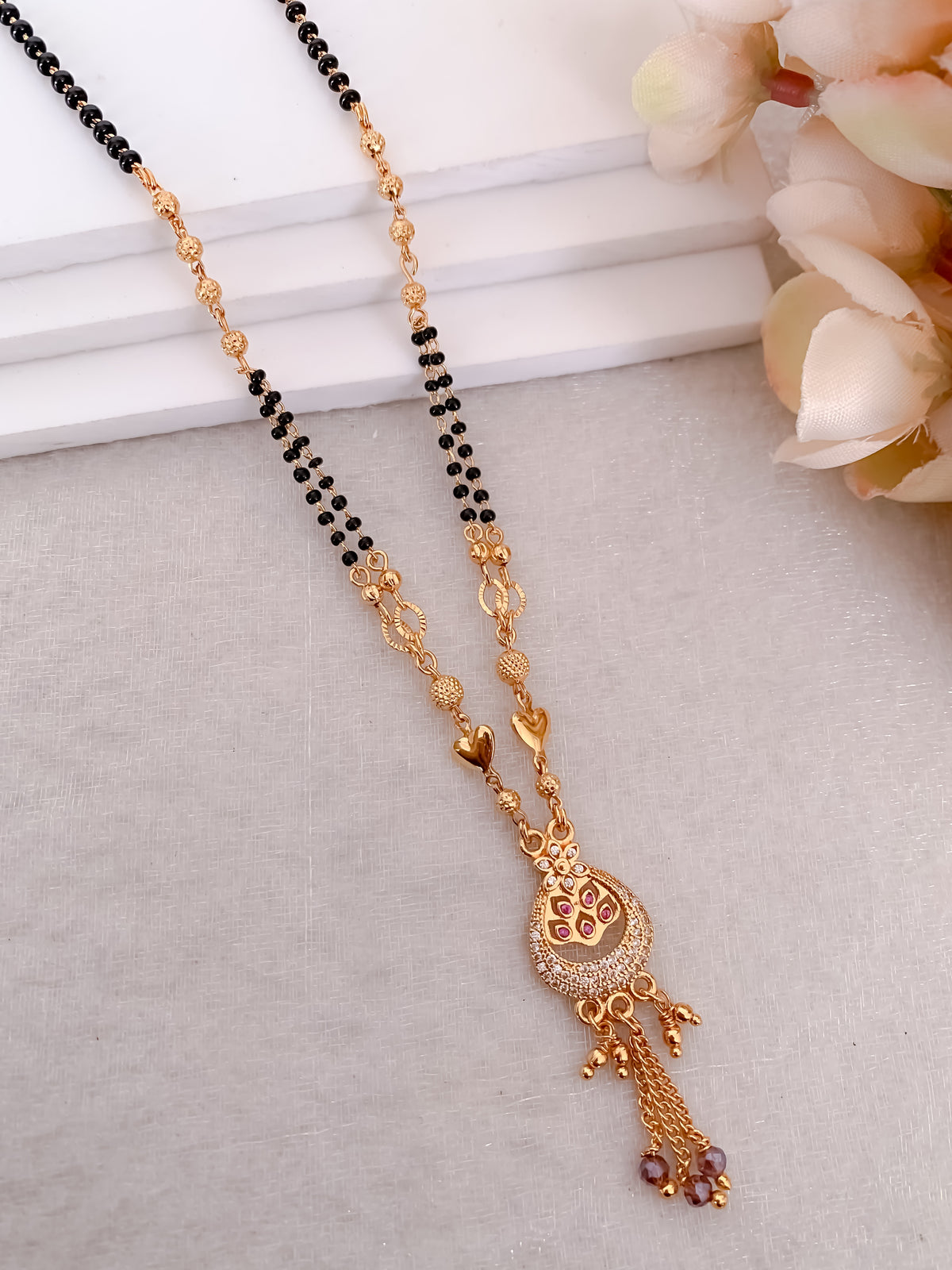 Buy 1 Get 1 Free - Gold Finish Traditional Drop Design Mangalsutra - Mangalsutra - Belleza Jewels