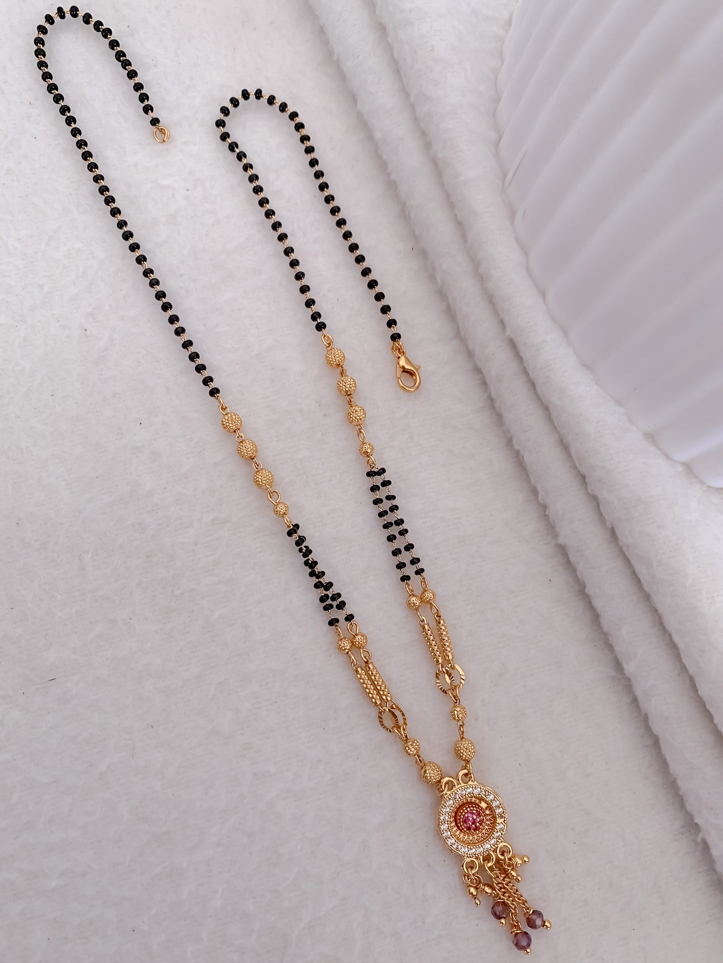 Buy 1 Get 1 Free - American Diamond High Gold Plated Ruby Delicated  Mangalsutra