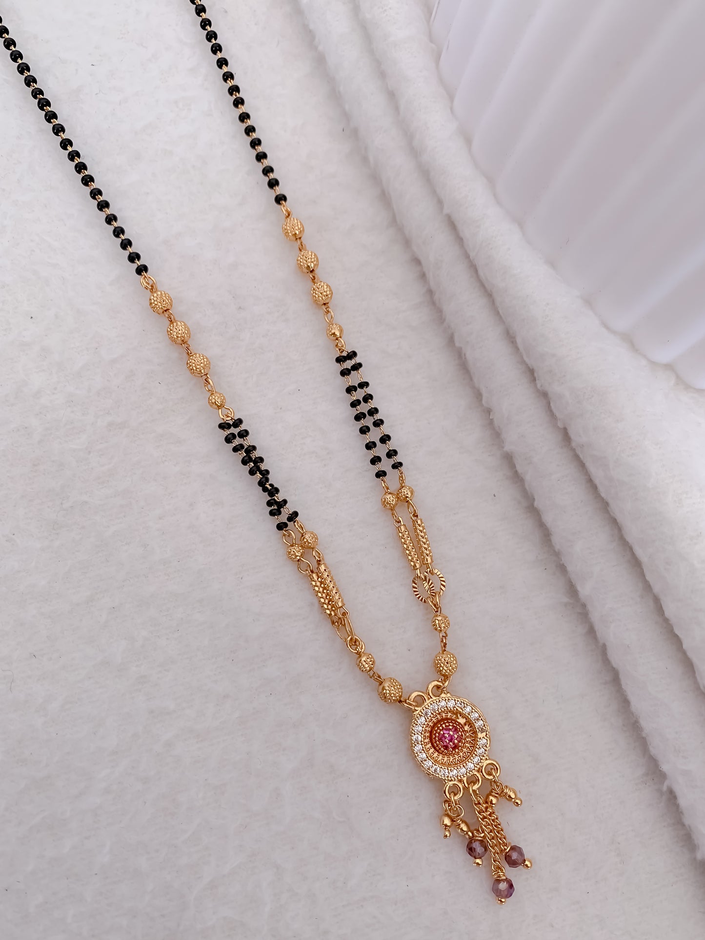 Buy 1 Get 1 Free - American Diamond High Gold Plated Ruby Delicated  Mangalsutra